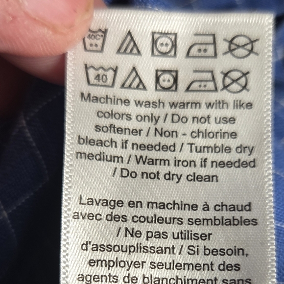 UNTUCKit Men's 100% Linen Blue Grid Pattern Shirt Size L - Picture 9 of 10